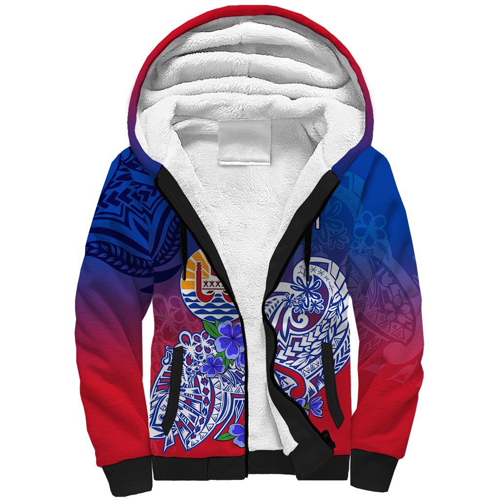 Tahiti Sherpa Hoodie Polynesian Floral Tribal