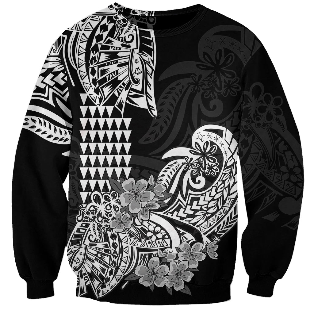 Hawaii Kakau Sweatshirt Polynesian Floral Tribal Black Version