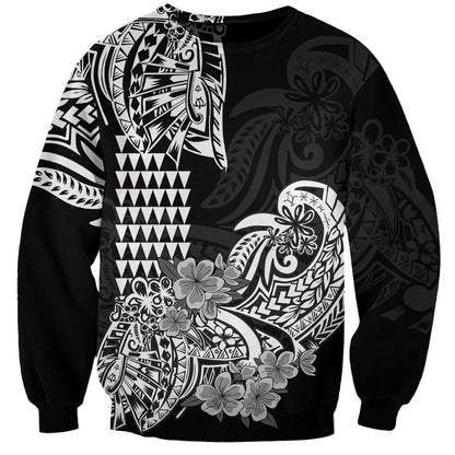 Hawaii Kakau Sweatshirt Polynesian Floral Tribal Black Version