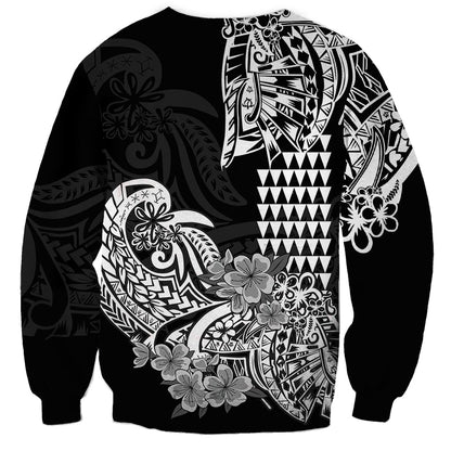 Hawaii Kakau Sweatshirt Polynesian Floral Tribal Black Version