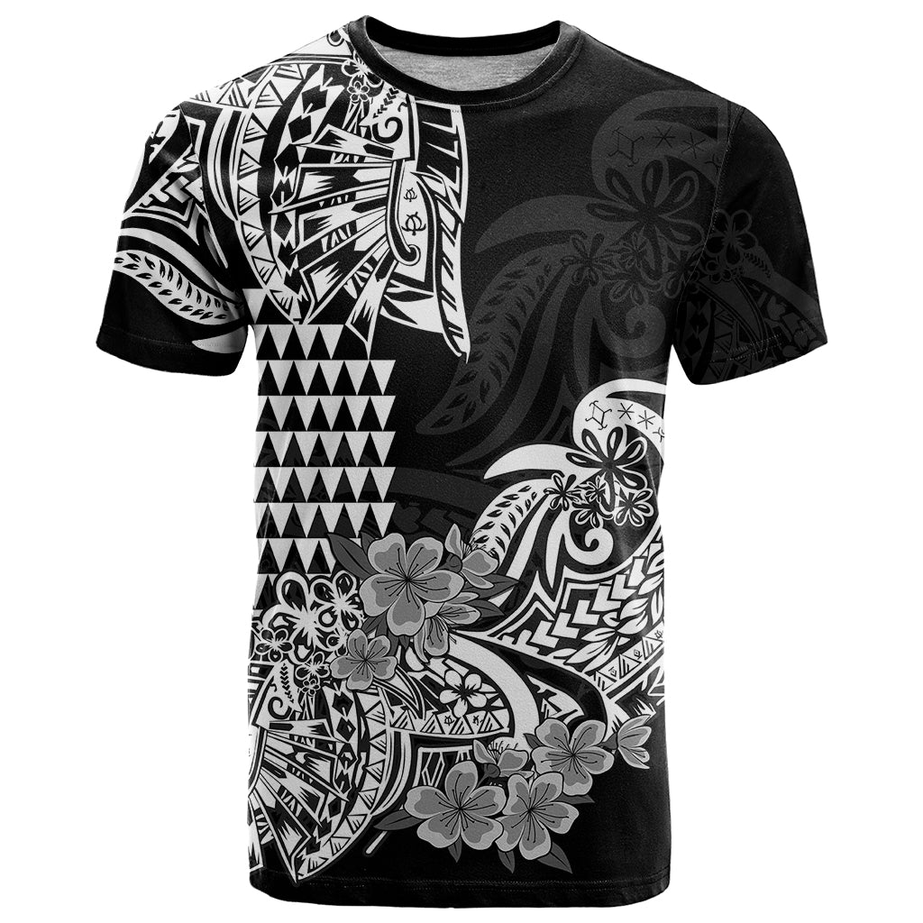 Hawaii Kakau T Shirt Polynesian Floral Tribal Black Version