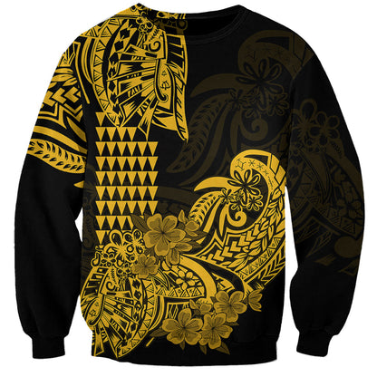 Hawaii Kakau Sweatshirt Polynesian Floral Tribal Gold Version
