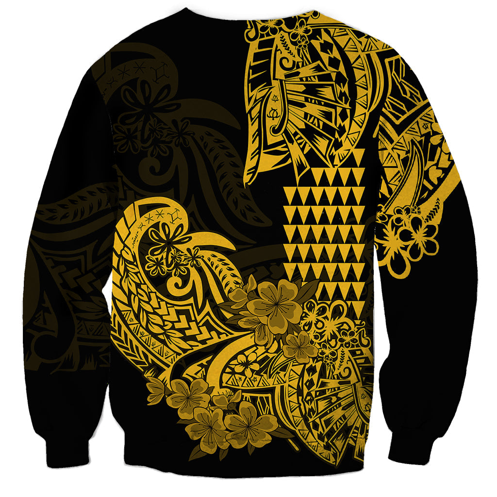 Hawaii Kakau Sweatshirt Polynesian Floral Tribal Gold Version