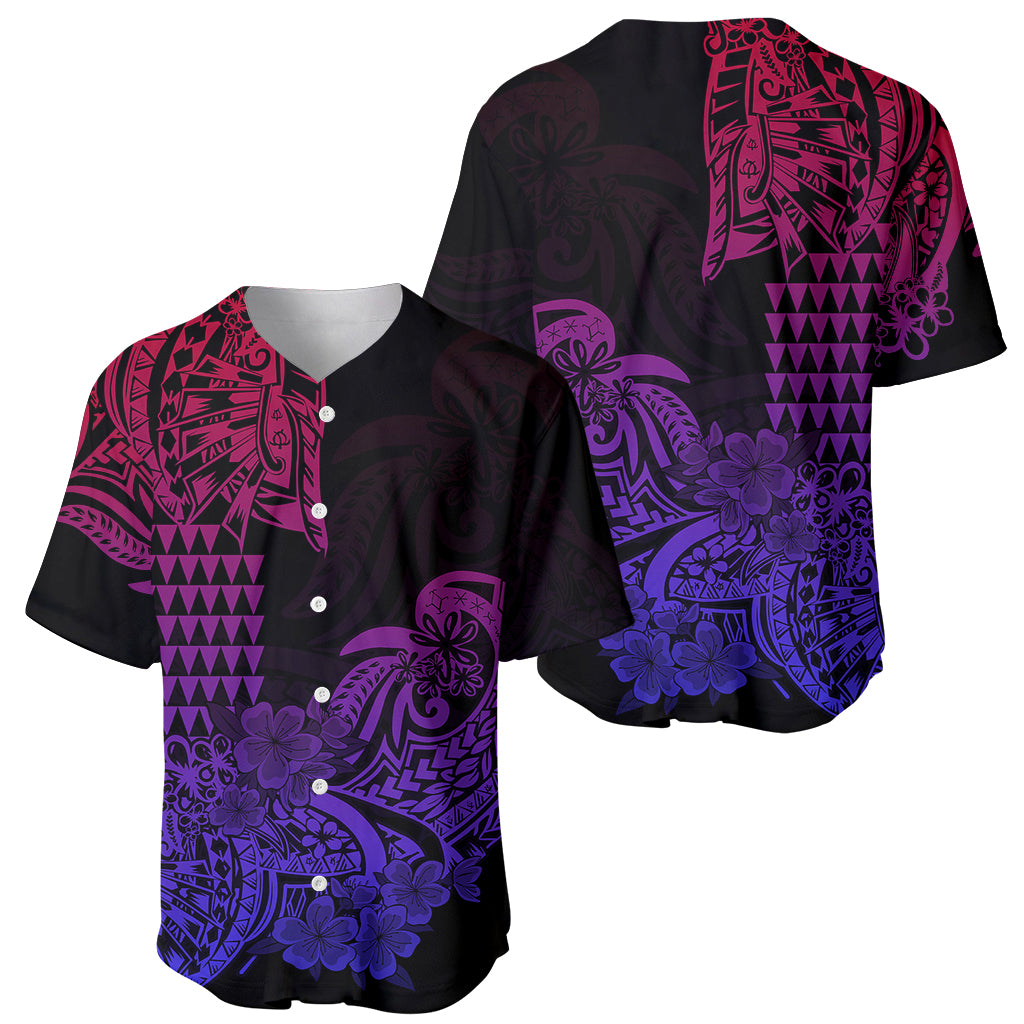 Hawaii Kakau Baseball Jersey Polynesian Floral Tribal Gradient Version