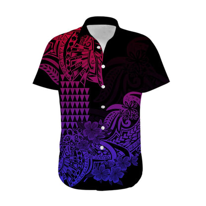 Hawaii Kakau Hawaiian Shirt Polynesian Floral Tribal Gradient Version