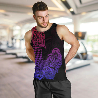 Hawaii Kakau Men Tank Top Polynesian Floral Tribal Gradient Version