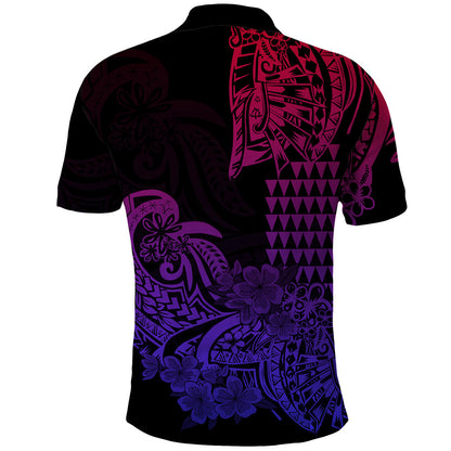 Hawaii Kakau Polo Shirt Polynesian Floral Tribal Gradient Version