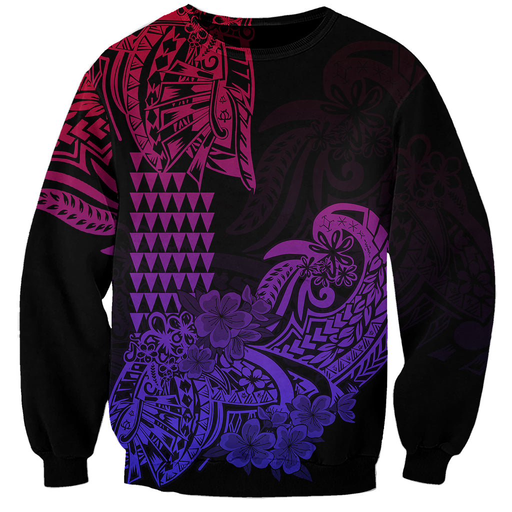 Hawaii Kakau Sweatshirt Polynesian Floral Tribal Gradient Version