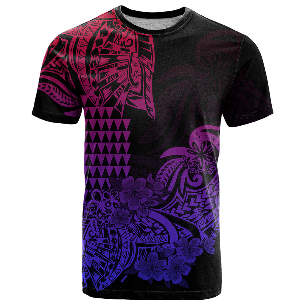 Hawaii Kakau T Shirt Polynesian Floral Tribal Gradient Version