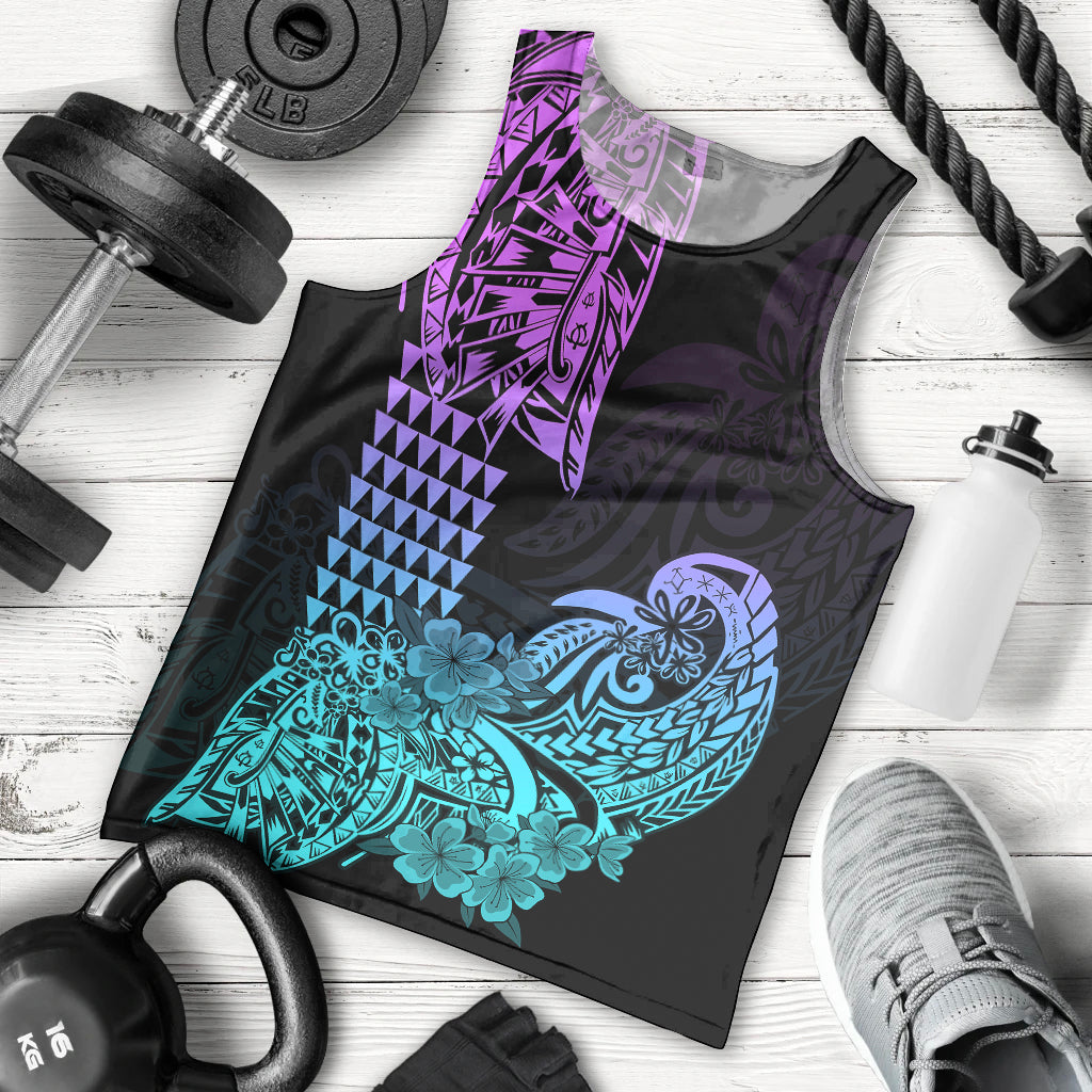 Hawaii Kakau Men Tank Top Polynesian Floral Tribal Heliotrope Version