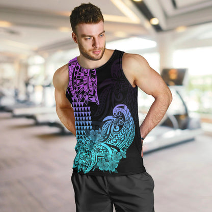 Hawaii Kakau Men Tank Top Polynesian Floral Tribal Heliotrope Version
