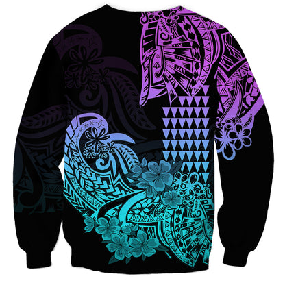 Hawaii Kakau Sweatshirt Polynesian Floral Tribal Heliotrope Version