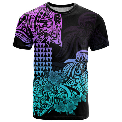 Hawaii Kakau T Shirt Polynesian Floral Tribal Heliotrope Version