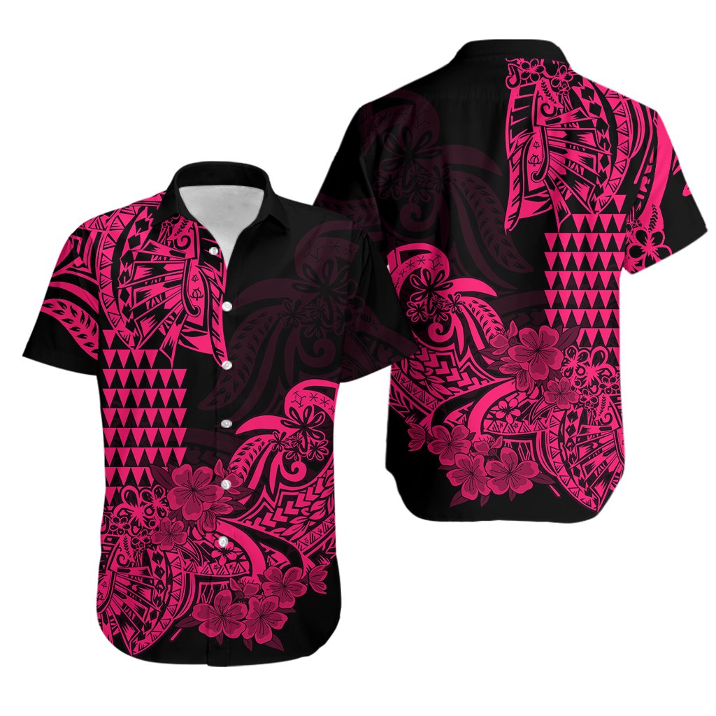 Hawaii Kakau Hawaiian Shirt Polynesian Floral Tribal Pink Version
