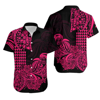 Hawaii Kakau Hawaiian Shirt Polynesian Floral Tribal Pink Version