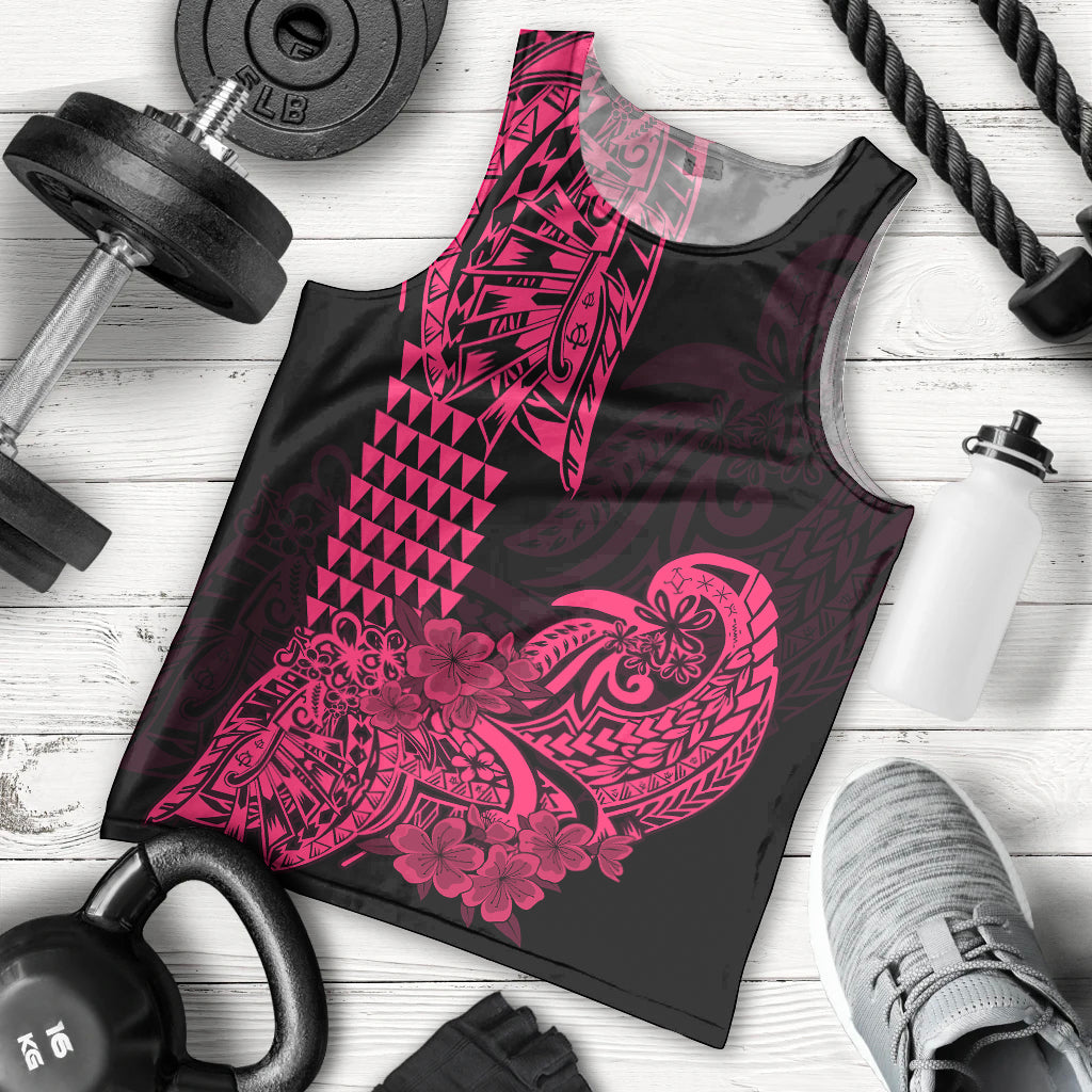 Hawaii Kakau Men Tank Top Polynesian Floral Tribal Pink Version