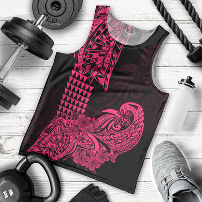 Hawaii Kakau Men Tank Top Polynesian Floral Tribal Pink Version