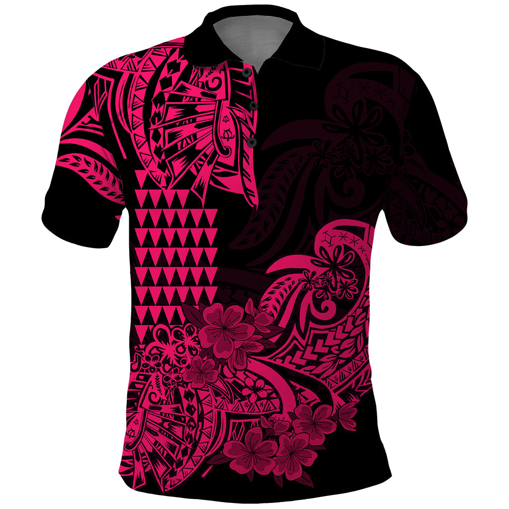 Hawaii Kakau Polo Shirt Polynesian Floral Tribal Pink Version