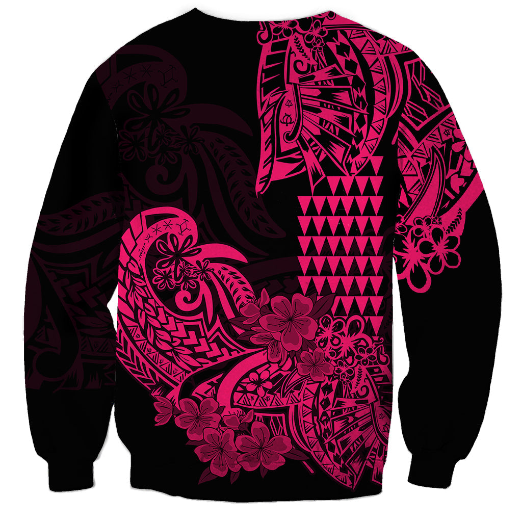 Hawaii Kakau Sweatshirt Polynesian Floral Tribal Pink Version