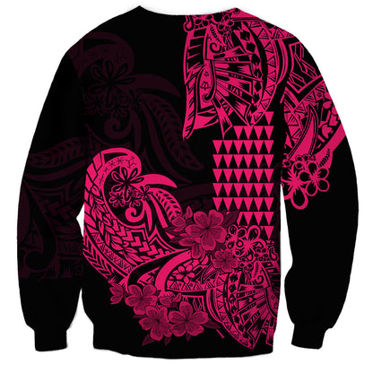 Hawaii Kakau Sweatshirt Polynesian Floral Tribal Pink Version