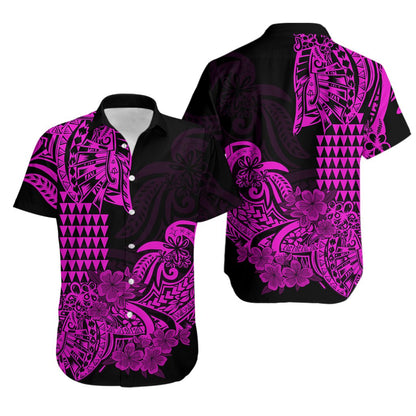Hawaii Kakau Hawaiian Shirt Polynesian Floral Tribal Purple Version
