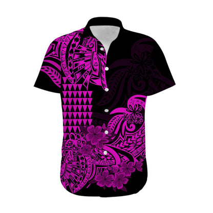 Hawaii Kakau Hawaiian Shirt Polynesian Floral Tribal Purple Version