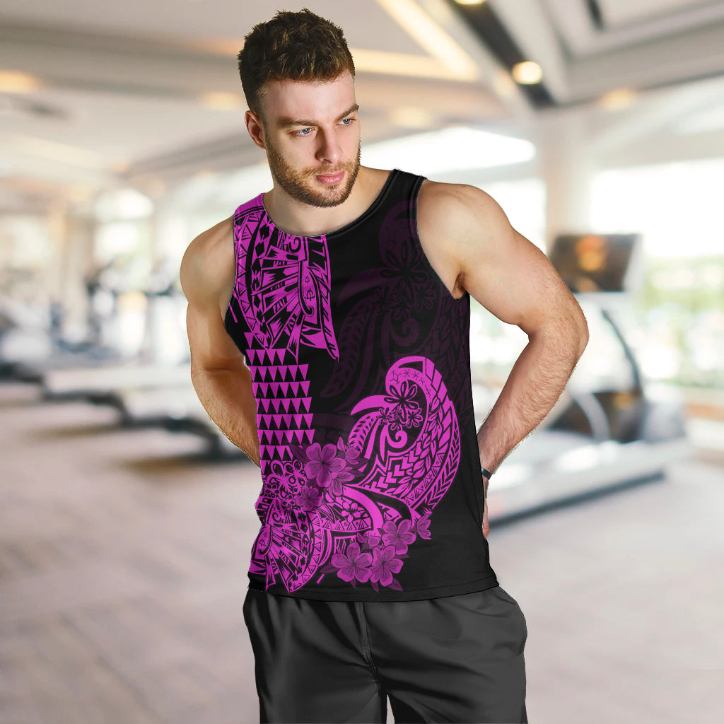 Hawaii Kakau Men Tank Top Polynesian Floral Tribal Purple Version
