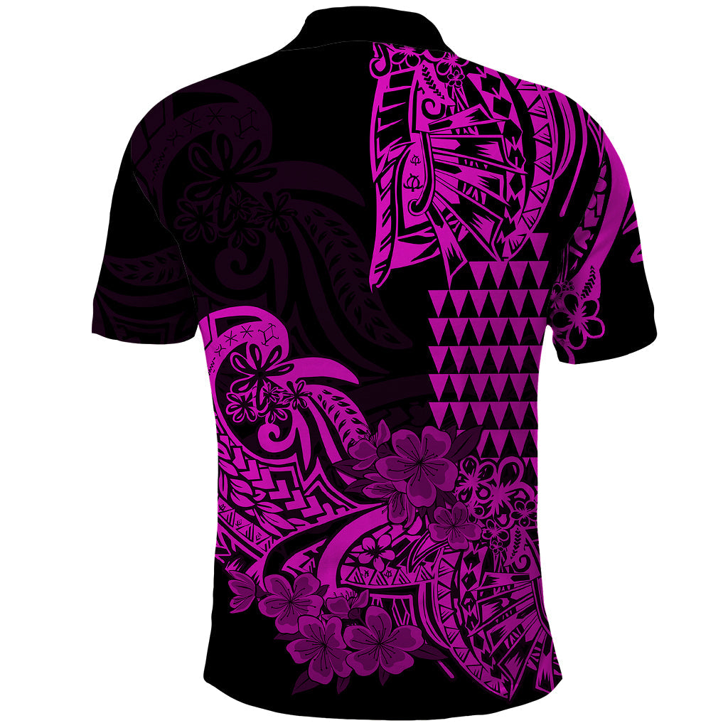 Hawaii Kakau Polo Shirt Polynesian Floral Tribal Purple Version