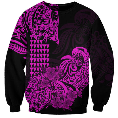 Hawaii Kakau Sweatshirt Polynesian Floral Tribal Purple Version