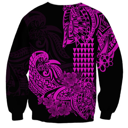 Hawaii Kakau Sweatshirt Polynesian Floral Tribal Purple Version