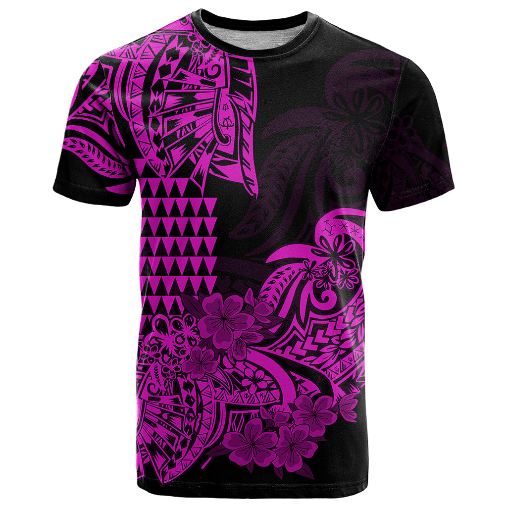 Hawaii Kakau T Shirt Polynesian Floral Tribal Purple Version
