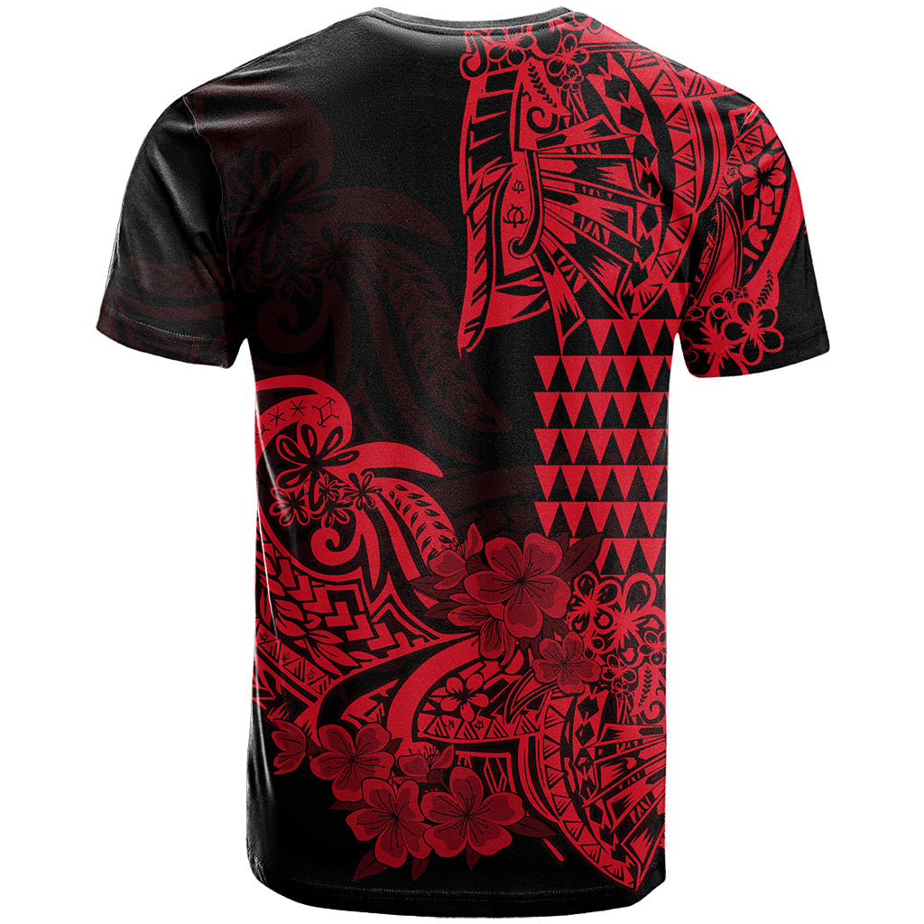 Hawaii Kakau T Shirt Polynesian Floral Tribal Red Version
