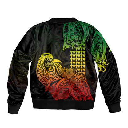 Hawaii Kakau Bomber Jacket Polynesian Floral Tribal Reggae Version