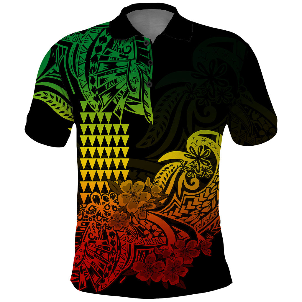 Hawaii Kakau Polo Shirt Polynesian Floral Tribal Reggae Version