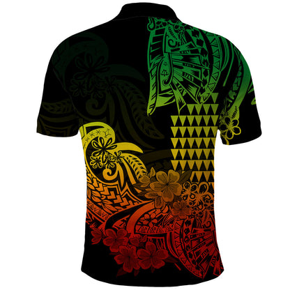 Hawaii Kakau Polo Shirt Polynesian Floral Tribal Reggae Version
