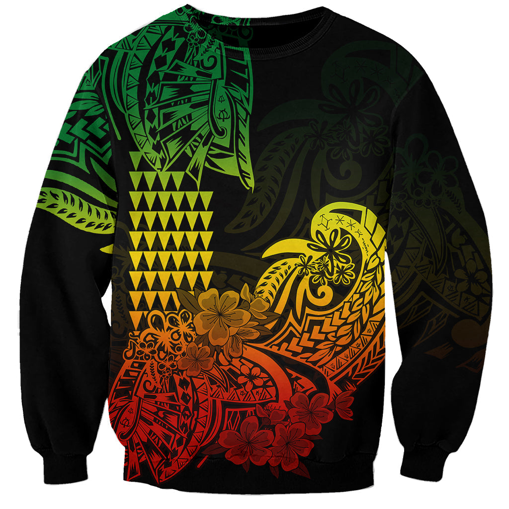 Hawaii Kakau Sweatshirt Polynesian Floral Tribal Reggae Version