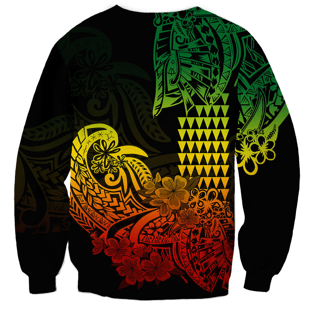 Hawaii Kakau Sweatshirt Polynesian Floral Tribal Reggae Version