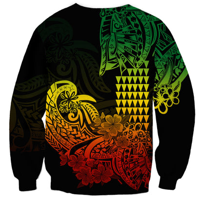 Hawaii Kakau Sweatshirt Polynesian Floral Tribal Reggae Version