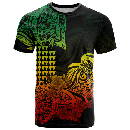 Hawaii Kakau T Shirt Polynesian Floral Tribal Reggae Version
