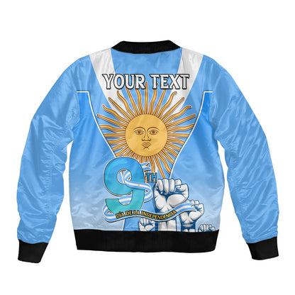 Custom Argentina Sleeve Zip Bomber Jacket Independence Day