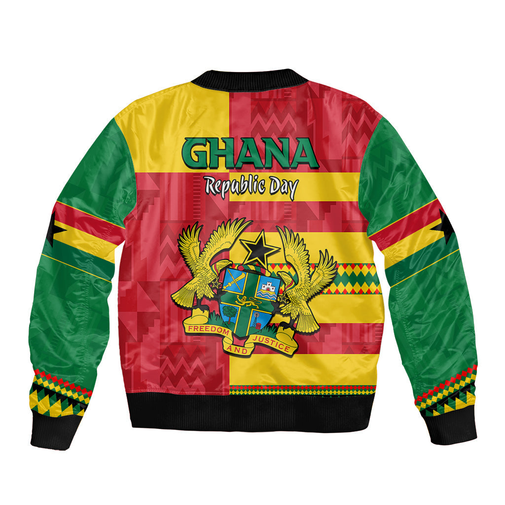 Ghana Sleeve Zip Bomber Jacket Republic Day - African Kitenge Style