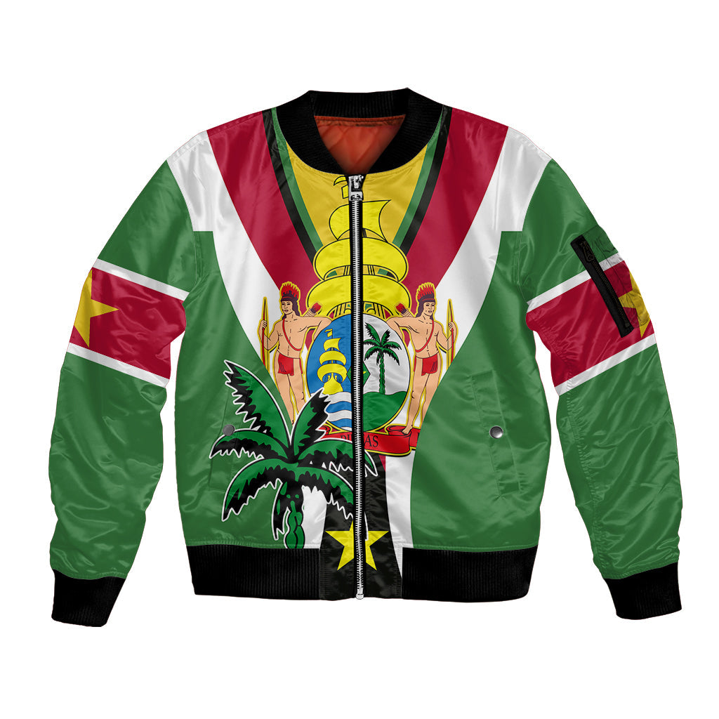 Custom Suriname Sleeve Zip Bomber Jacket Emancipation Day