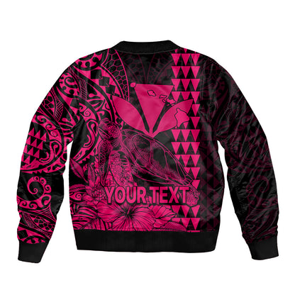 (Custom Personalised) Kakau Polynesian Tribal Hawaiian Turtle with Kanaka Maoli Pink Bomber Jacket