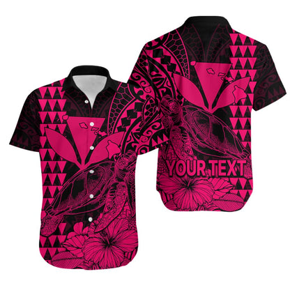 Custom Personalised Kakau Polynesian Tribal Hawaiian Turtle with Kanaka Maoli Pink Hawaiian Shirt