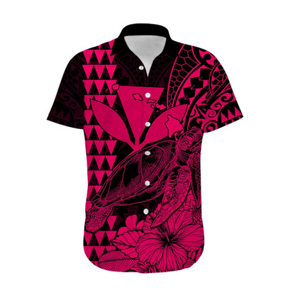 Custom Personalised Kakau Polynesian Tribal Hawaiian Turtle with Kanaka Maoli Pink Hawaiian Shirt
