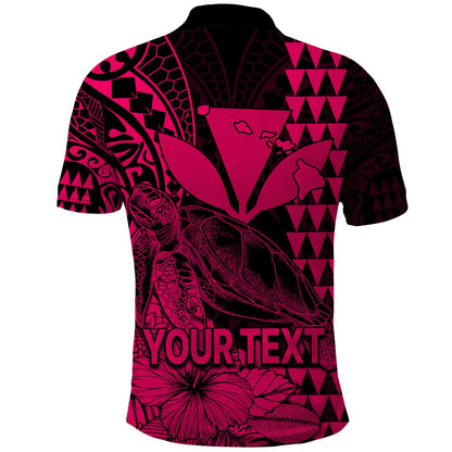 Custom Personalised Kakau Polynesian Tribal Hawaiian Turtle with Kanaka Maoli Pink Polo Shirt