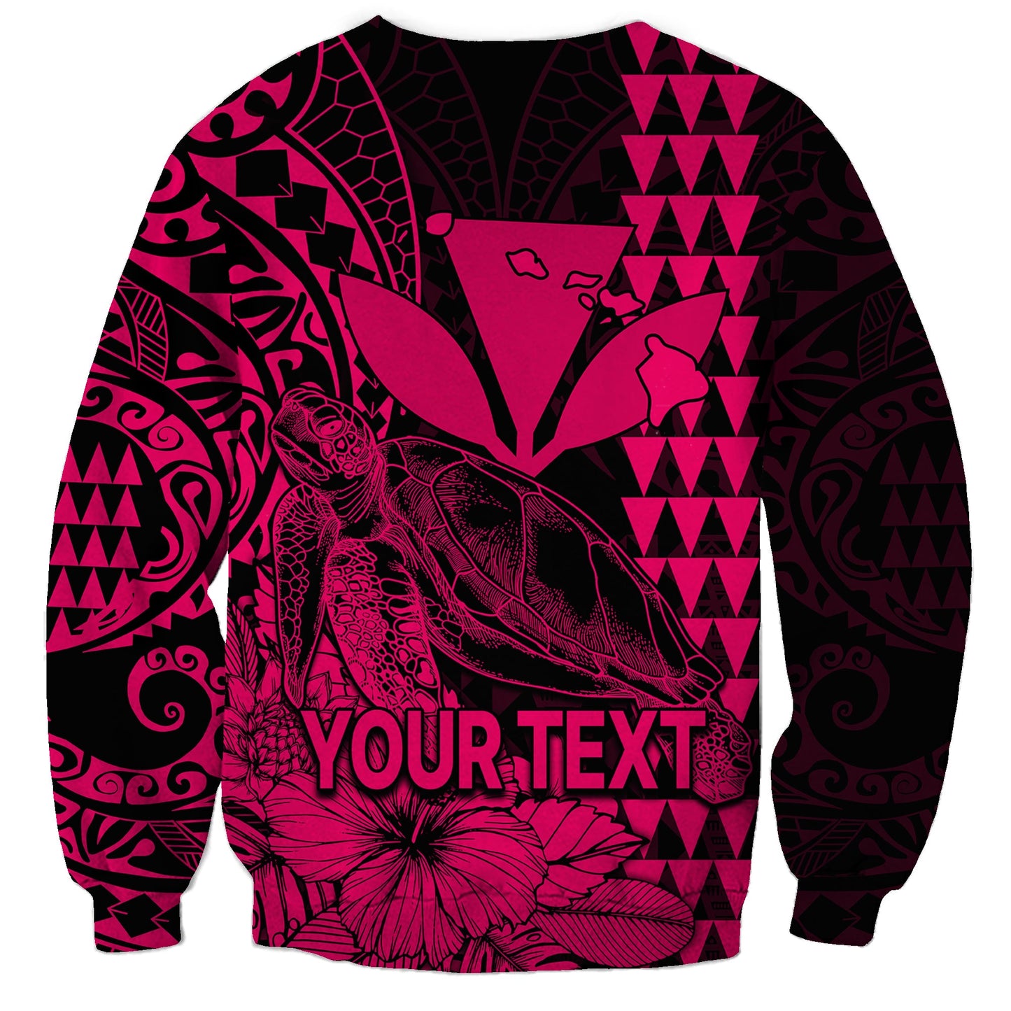 Custom Personalised Kakau Polynesian Tribal Hawaiian Turtle with Kanaka Maoli Pink Sweatshirt