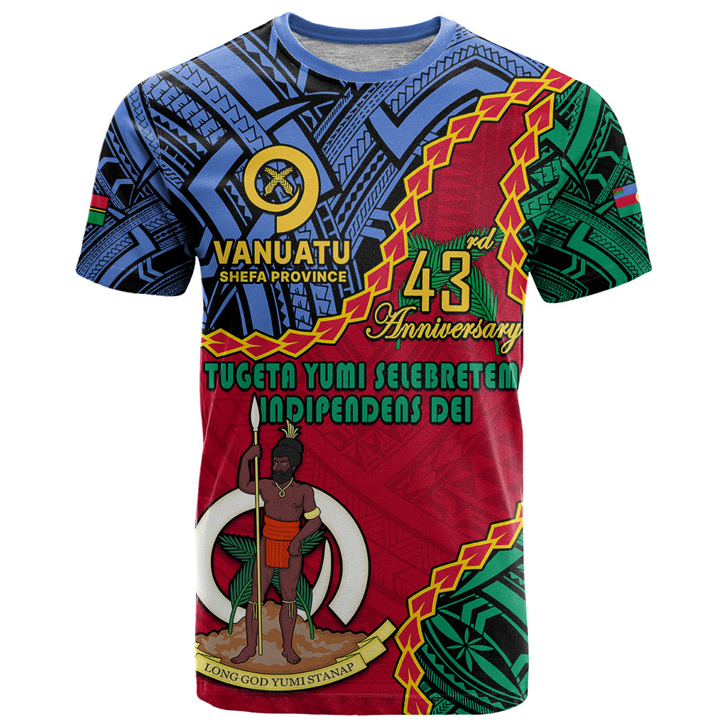 Polynesian Shefa Province 43rd Anniversary Vanuatu T Shirt Tugeta Yumi Selebretem Indipendens Dei
