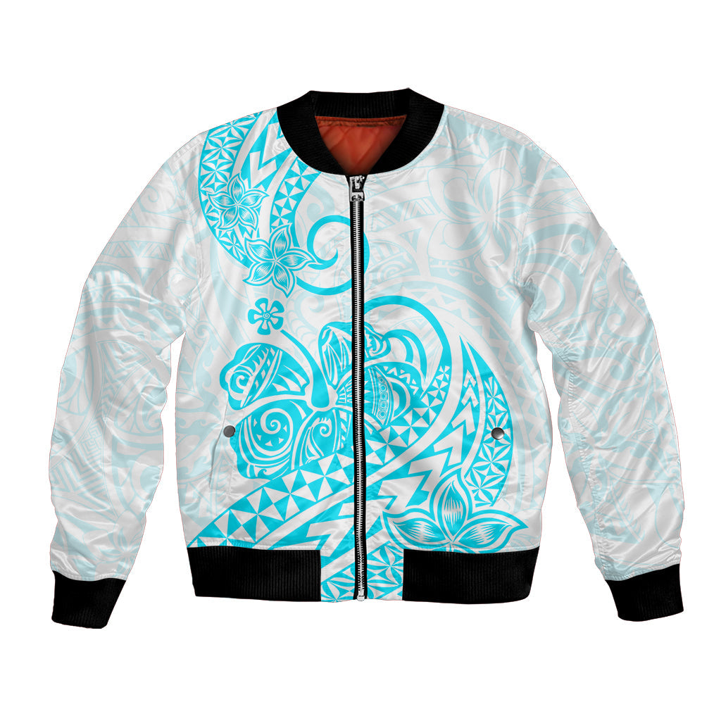 Polynesian Bomber Jacket Tribal Tattoo Aqua Screen Color
