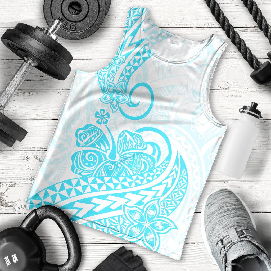 Polynesian Men Tank Top Tribal Tattoo Aqua Screen Color